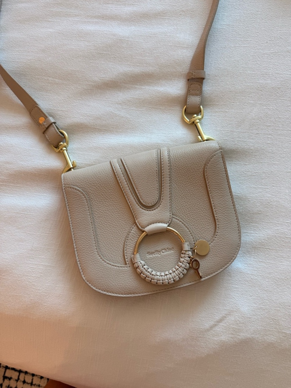 See By Chloe Small Crossbody in Beige with Gold Hardware